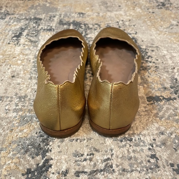 Chloe Lauren Scalloped Ballet Flats Gold - Picture 5 of 7